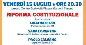 Pd Frignano, venerdì a Fanano si parla di riforme costituzionali