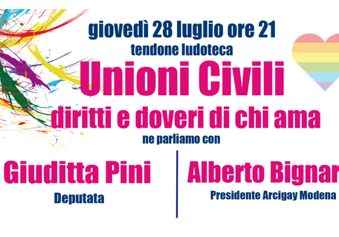 Bosco Albergati, giovedì si parla di unioni civili con Giuditta Pini