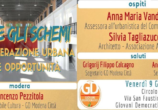 Gd Modena, venerdì sera un incontro sulla rigenerazione urbana