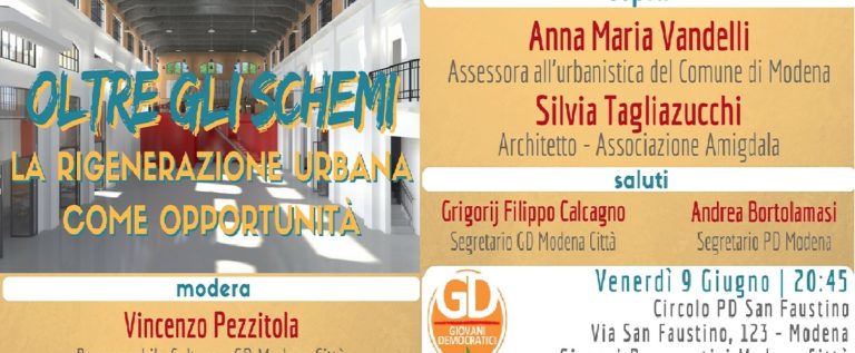 Gd Modena, venerdì sera un incontro sulla rigenerazione urbana