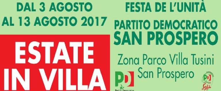 San Prospero: Festa de l’Unità, da giovedi 3 a domenica 13 agosto
