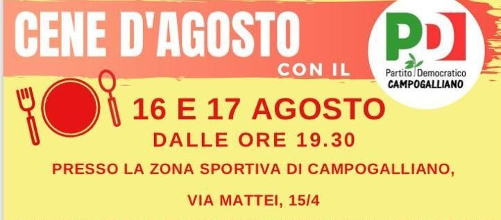 Pd Campogalliano, al via le cene d’agosto