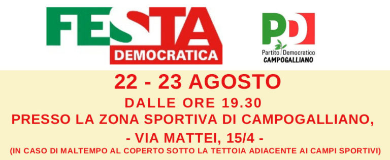 Campogalliano, sabato e domenica torna la Festa Democratica